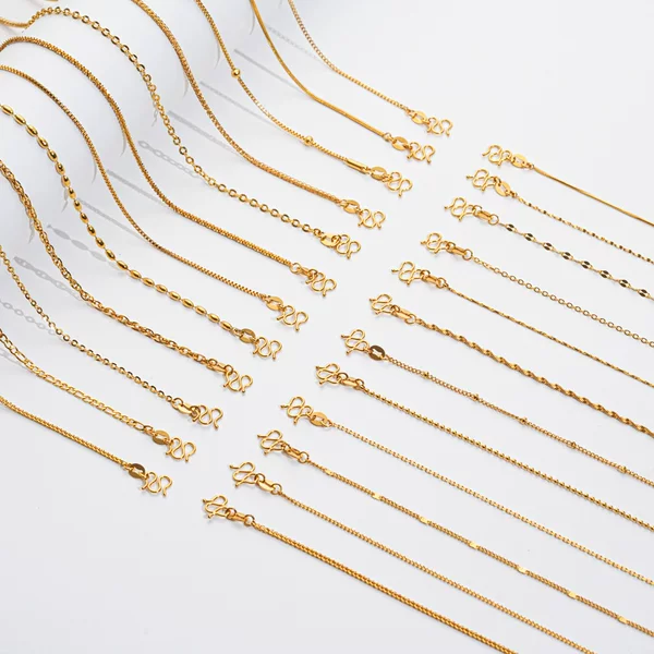Vacuum Electroplated Non-Fading m Buckle Snake Bone Chain New Style Necklace for Women, Simple and Versatile Chain for Commuting, Plain Chain with Starry Pattern