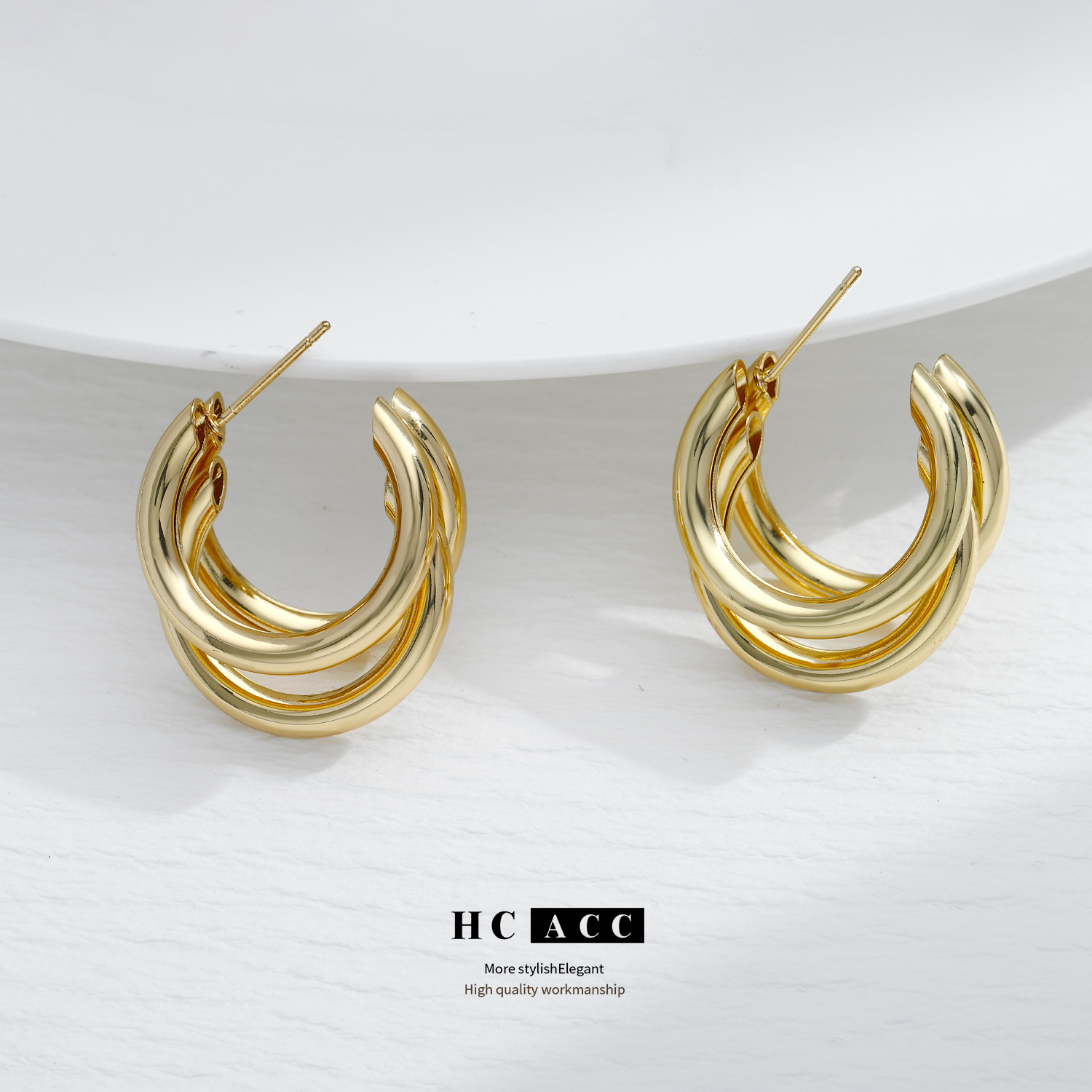 vintage-metal-earrings-three-layer-small-round-tube-niche-design-sense-c--shape-womens-high-sense-fashion-commuter-ear-jewelry