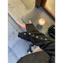 4493# 阿一 一穿即热 软糯鹤彩绒半开襟针织衫纽扣半高领毛衣上衣