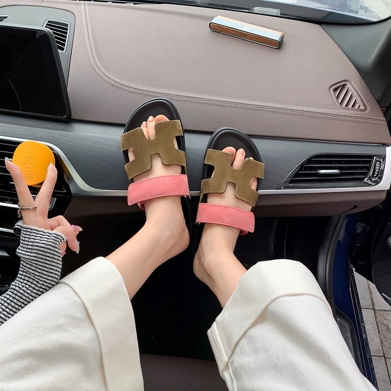 226-1 Huidong Yixinda Super Erjiu_Genuine Leather Velcro Casual Thick-Soled H Slippers Women's Sandals for Summer Outerwear