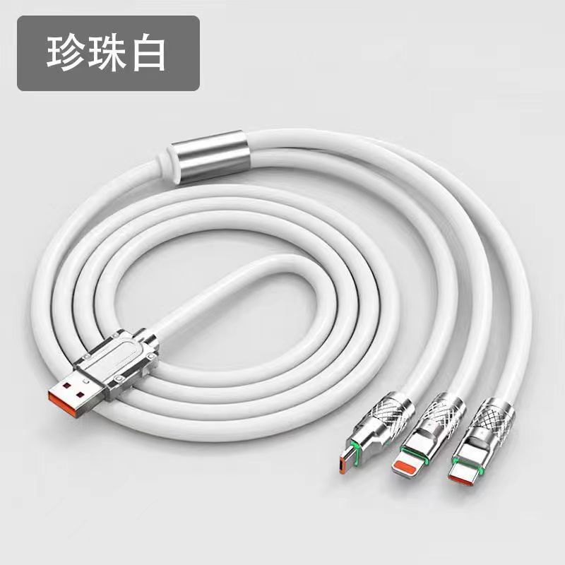 120W de aleación de zinc uno-a-tres cable de datos super rápido cable de carga para Huawei Apple Android fábrica al por mayor