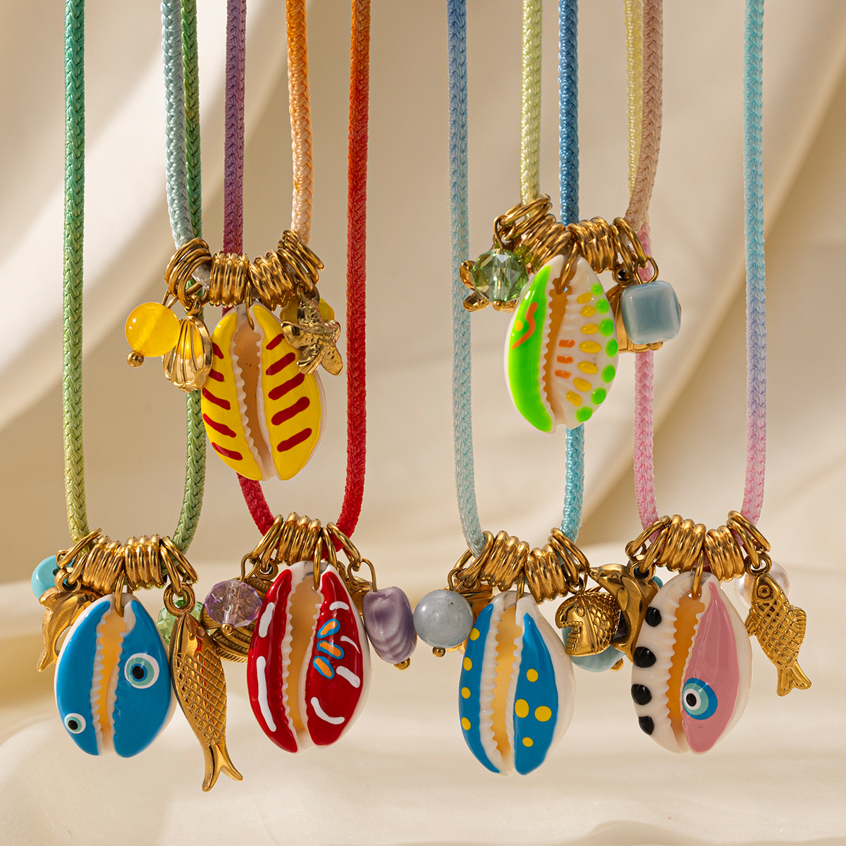TENA Europa y los Estados Unidos de playa concha de mariscos colgante ligero lujo nicho universal colorido tejido collar joyería