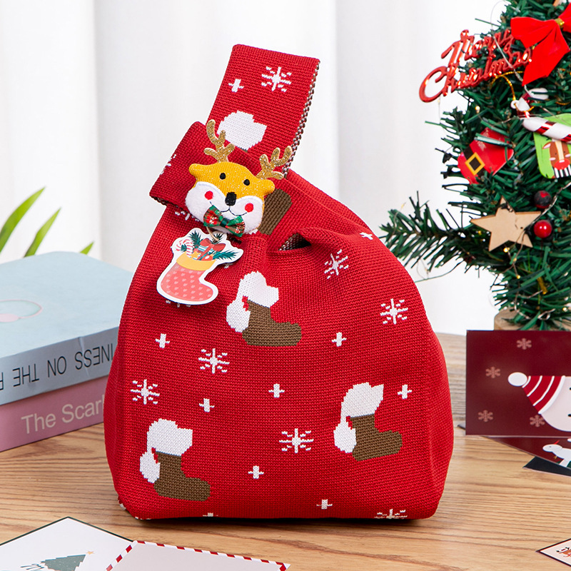 Christmas gift bags, apple bags, Christmas handbags, gift bags, candy bags, Christmas Eve children's gifts, knitted bags undefined