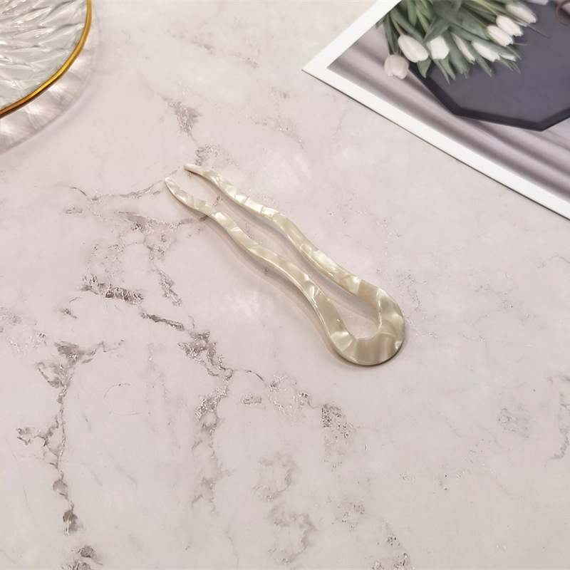 Corea del Sur acetato en forma de U giro horquilla adulto simple elegante palillos hacia fuera decoración pelo accesorios bola cabeza updo