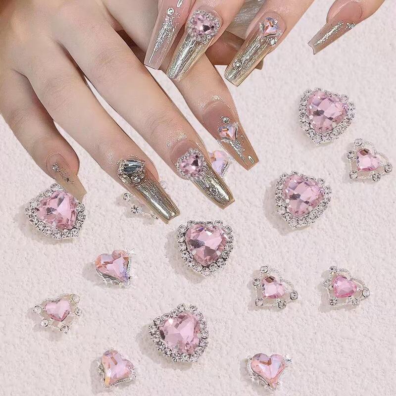 Alloy Pink Heart-Shaped Rhinestone Nail Art Decorations Wearable Nails DIY Accessories Wholesale Mixed Pack Cross-Border Wholesale Alloy Pink Heart-Shaped Rhinestone Nail Art Decorations Wearable Nails DIY Accessories Wholesale Mixed Pack Cross-Border Wholesale