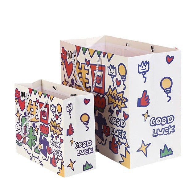 涂鸦个性生日加大礼品袋高颜值大容量卡纸祝福送礼朋友手提礼物袋