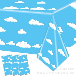 蓝天和白色云朵桌布生日派对用品派对桌布卡通桌布