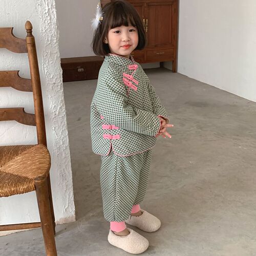 Girls' Tang suit Chinese style children's New Year Hanfu winter plus velvet baby New Year's festive clothes cotton suit