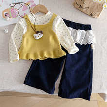 女童秋装套装2025新款宝宝洋气时髦童装秋冬季公主儿童衣服三件套