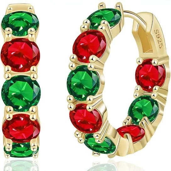 Cross-Border European and American Emerald Green Circle Earrings for Women, Accessible Luxury, High-End Design, Diamond-Encrusted Personalized Earrings, Earrings