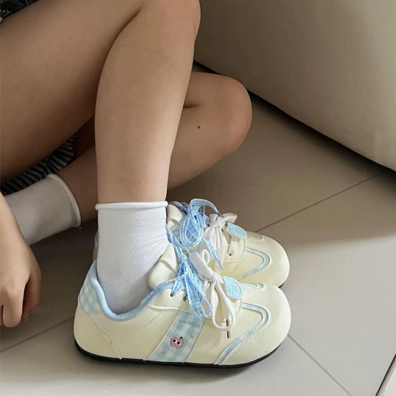 chic小众设计韩版学生运动小白鞋女丑萌2025春秋新款粉色泡芙板鞋|undefined