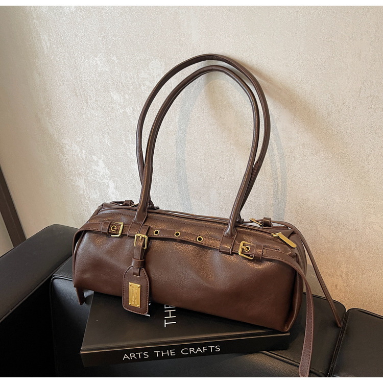 Vintage Bowling Tasche Damen Schultertasche Mit Großem Volumen_voghion.com