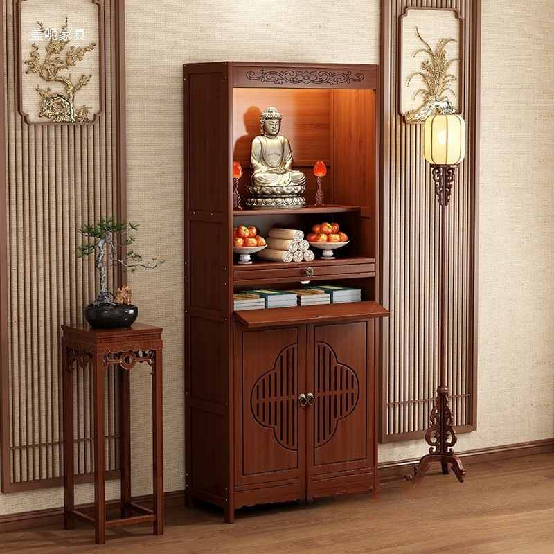 Altar Table with Doors, New Chinese-Style Standing Cabinet for Home Use, Multifunctional Shrine Table, Incense Table