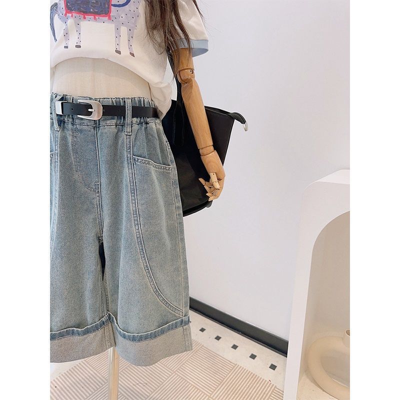 Niñas de verano delgado jeans pantalones cortos niños pantalones cortos niños pantalones cortos niños rectos pantalones casuales sueltos