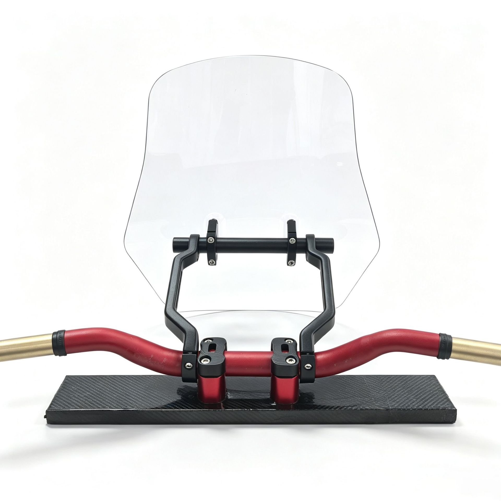 Motorcycle heightened windshield with high light transmittance aluminum alloy bracket, non-destructive installation, scooter windproof modified windscreen