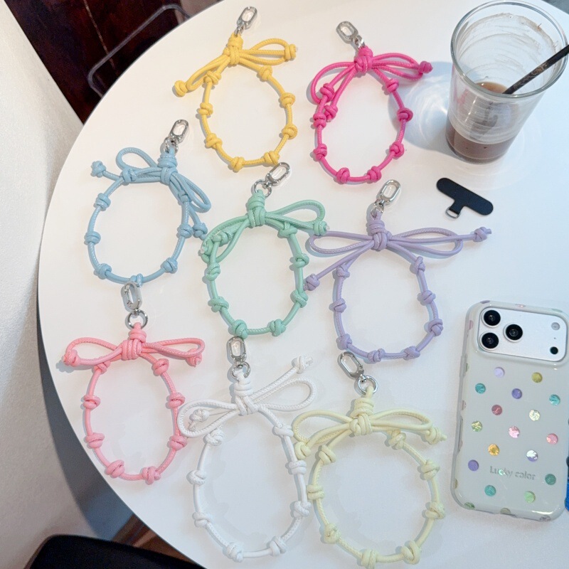 Cross-border anti-loss, versatile, multi-colored bow-knot woven phone strap, wrist strap, phone chain accessory, and bag charm Cross-border anti-loss, versatile, multi-colored bow-knot woven phone strap, wrist strap, phone chain accessory, and bag charm
