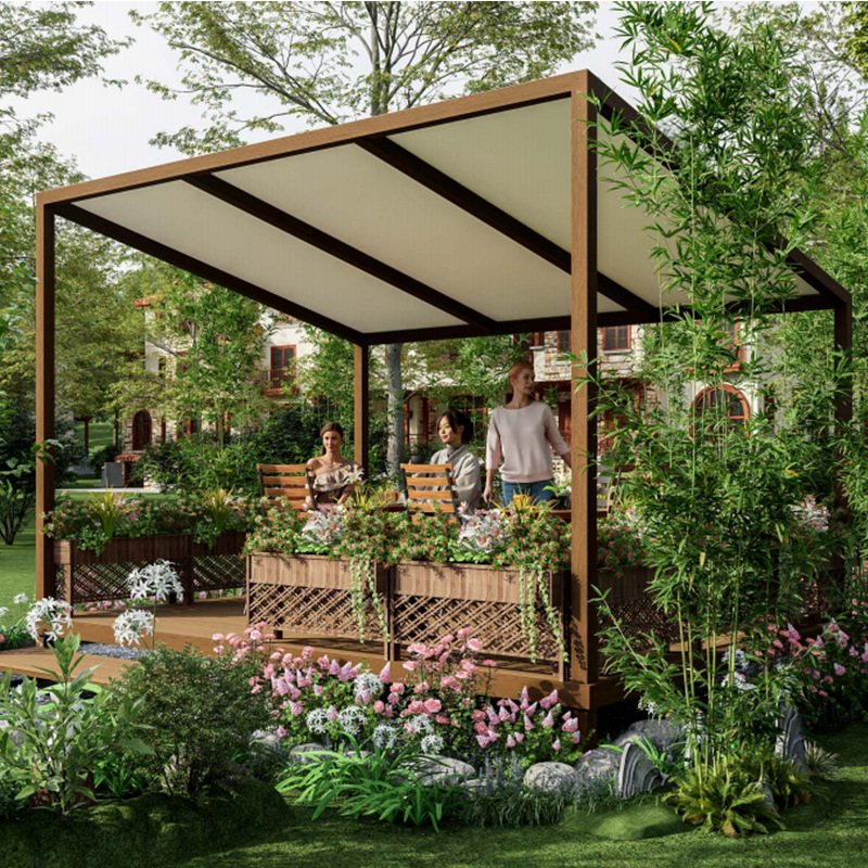 Jardín de aleación de aluminio eléctrico inteligente volteo persiana pérgola de estilo europeo simple ocio parasol moderno a prueba de lluvia