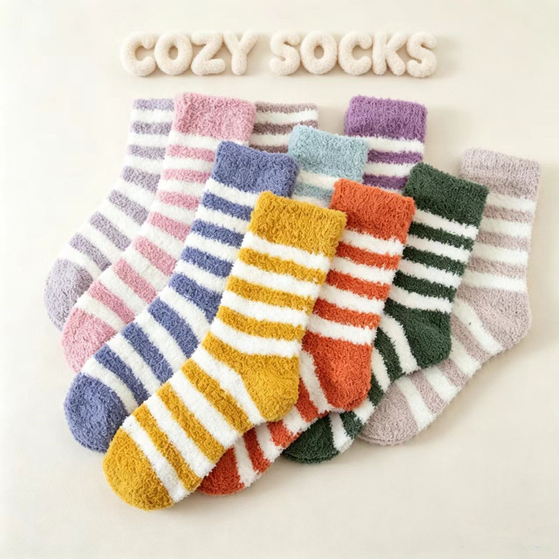 Amazon Non-Shedding Striped Coral Velvet Socks Women's Socks Cross-Border Women's Slippers Socks Furry Sleeping Socks Half Velvet Amazon Non-Shedding Striped Coral Velvet Socks Women's Socks Cross-Border Women's Slippers Socks Furry Sleeping Socks Half Velvet