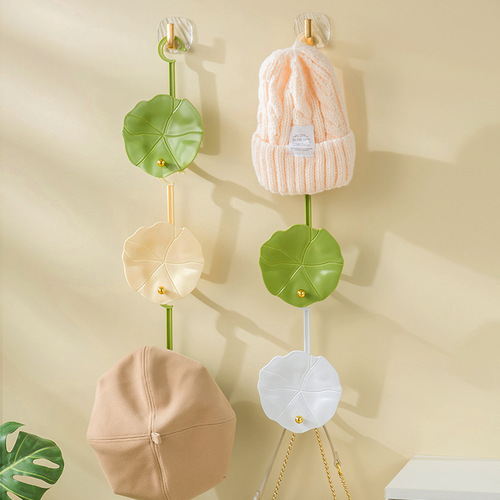 Hanging hat storage rack hanger hook storage artifact behind the door without punching wall hanging rack cross-border lotus leaf coat rack