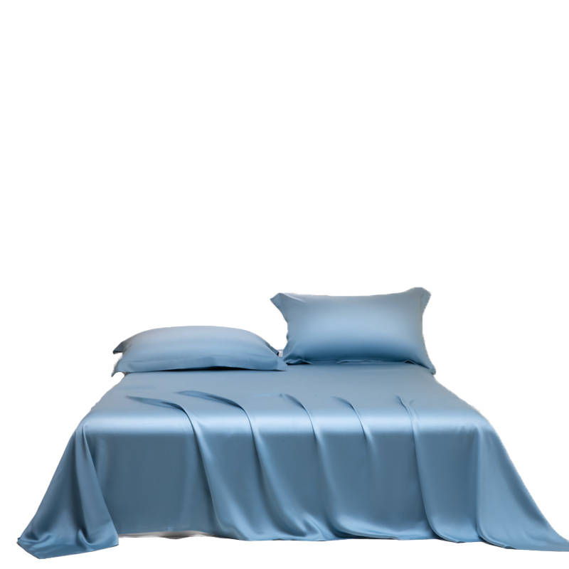 Sábana de seda de 100 días de verano, una sola pieza, color sólido, sensación fresca, seda de hielo, dormitorio, cama desnuda para dos personas, funda de almohada, juego de tres piezas