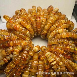 Songgang Factory Direct Wholesale Natural Amber Beeswax Wheel Beads Irregular Bracelet Special Price Minor Flaw Promotion Bracelet