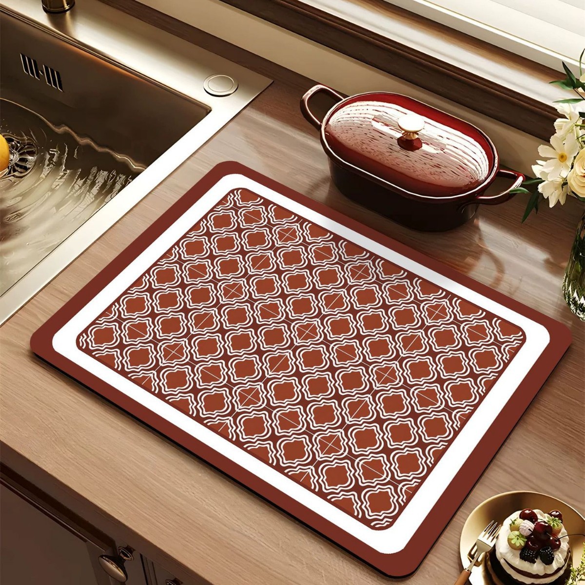 Cocina original retro americana absorbe almohadilla de drenaje almohadilla de absorción de barro de algas almohadilla de taza almohadilla de mesa antideslizante