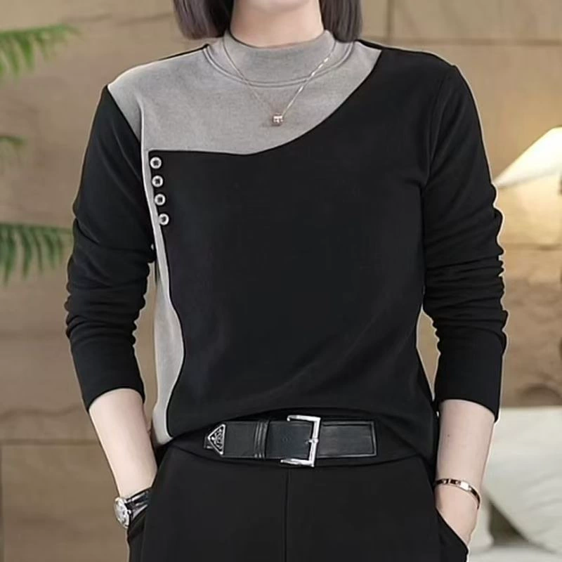 Весенне-осеннее повседневное slim fit универсальное цветное нижнее белье женский тёплый двусторонний бархат модный корейский стиль топ