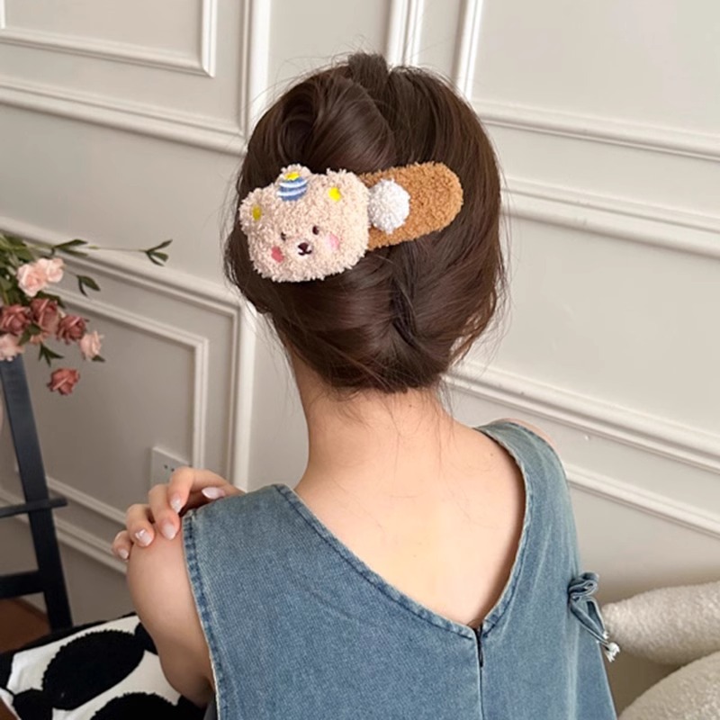 Oso de pudín, oso de peluche, clip de pico de pato grande, mujer 2025, nuevo otoño e invierno, lindo, clip de horquilla, tocado