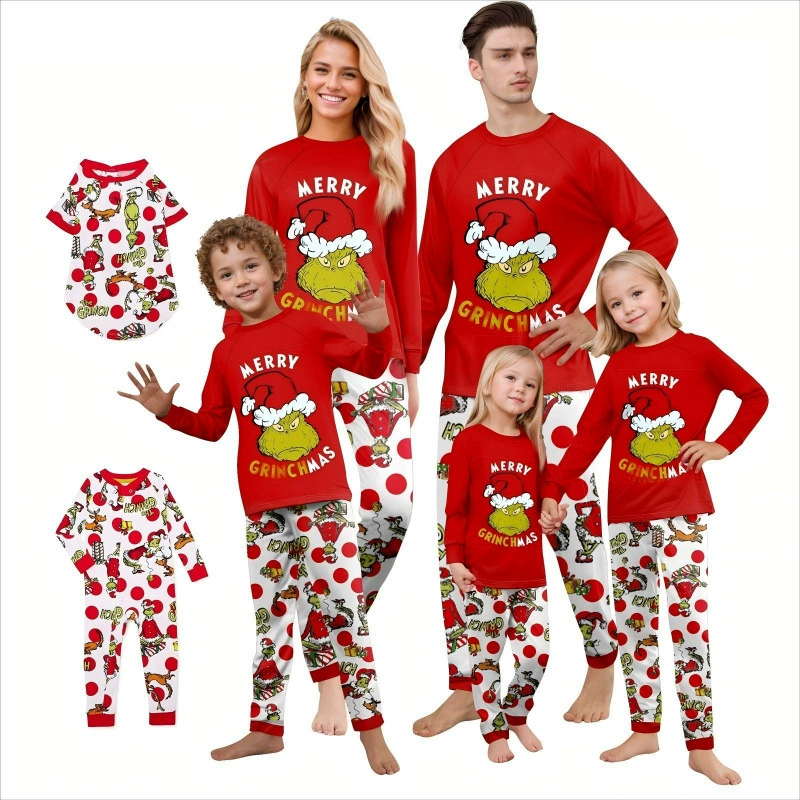 Новогодний набор пижам, длинный рукав, семейный стиль, ebay, с рукавами