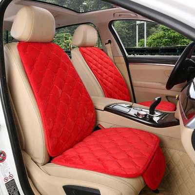 Car Seat Cushion Winter Plush Short – Wool pad - big-red-crystal-velvet-full-car-with-five-seats-backrest