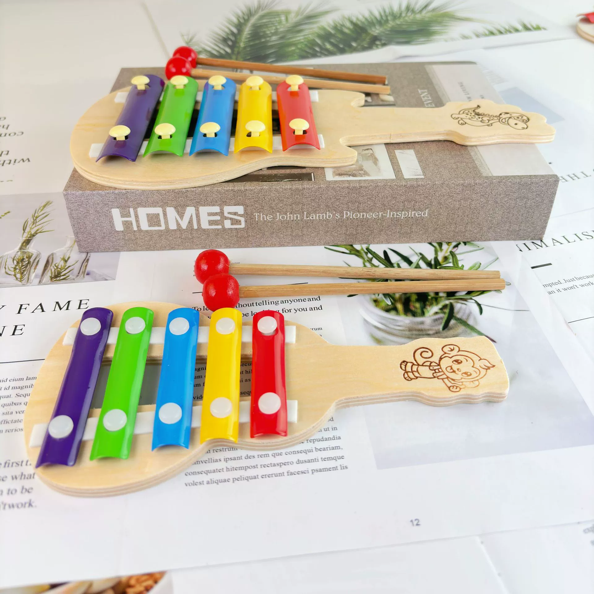 Детские восьмиугольные ксилофены с пятью тональными ручными нокауками детские головоломки музыкальные игрушки 1-2 года раннего образования