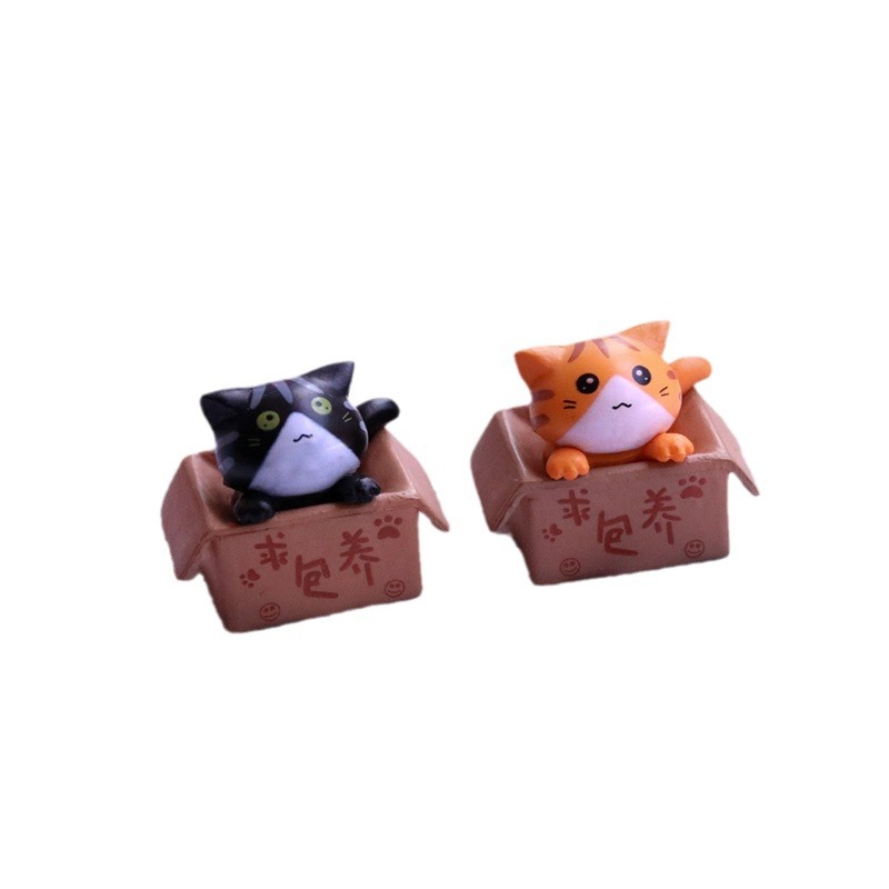 귀여운 고양이는 인형 상자 고양이 인형 마이크로 풍경 바탕 화면 작은 장식품 다육 식물 장식