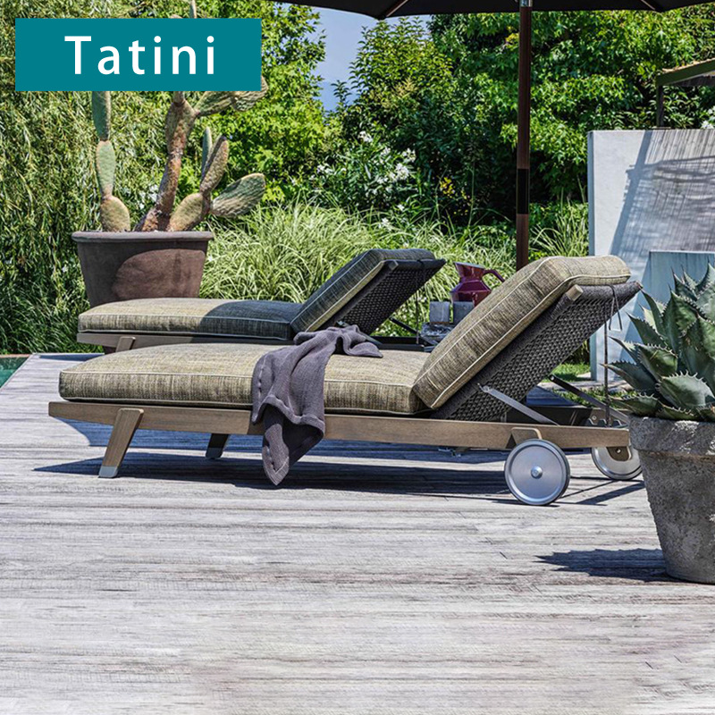 Al Aire Libre de madera maciza acostado ocio impermeable protector solar Club Hotel Villa piscina jardín antiséptico reclinable madera
