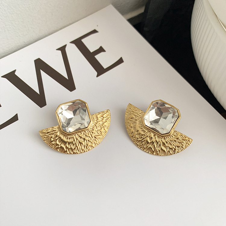 Geometric Pattern Women's Gender 1 Pair Modern Style Geometric Plating Inlay Titanium Steel Artificial Gemstones Ear Studs