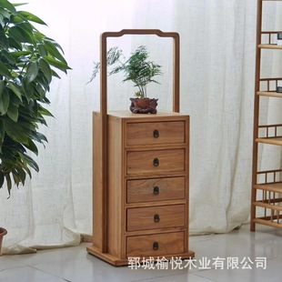 New Chinese Style Solid Wood Storage Cabinet Tea Table Corner Cabinet Zen Storage Rack Old Elm Storage Cabinet Cupboard