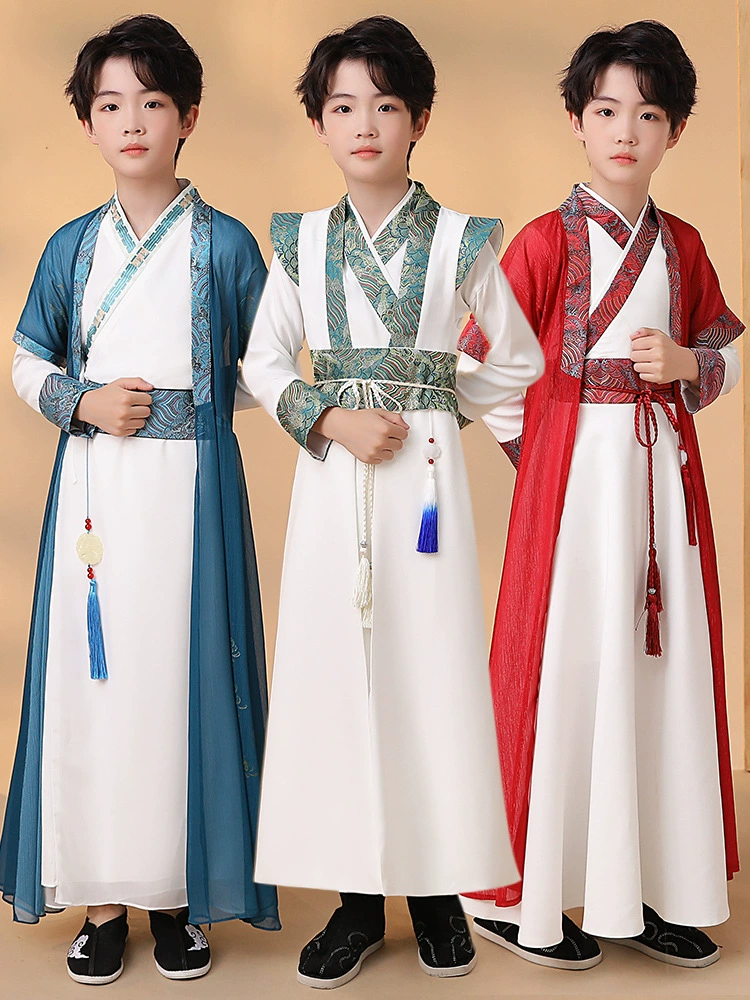 Новый костюм Тан для мальчиков Hanfu, детский древний костюм, Детский новогодний костюм Happy Book в китайском стиле, антикварный красивый костюм для выступлений
