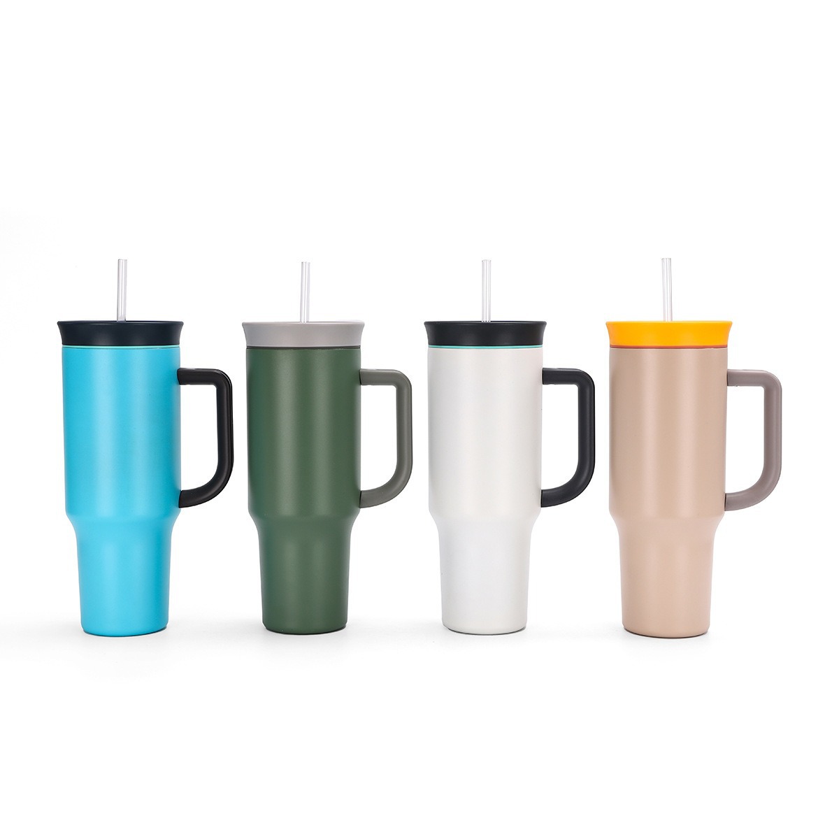 Cross-border 40oz taza de hielo de paja de gran capacidad 304 taza de aislamiento térmico de acero inoxidable mango portátil al aire libre taza de automóvil