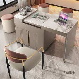 轻奢伸缩茶桌家用阳台可移动茶车功夫茶台小户型泡茶桌岩板麦太保
