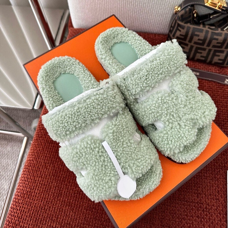 【Private Edition】Unique Candy-Colored Teddy Lamb Wool Slippers with Velcro Closure, Suitable for Outdoor Wear, Flat Sole