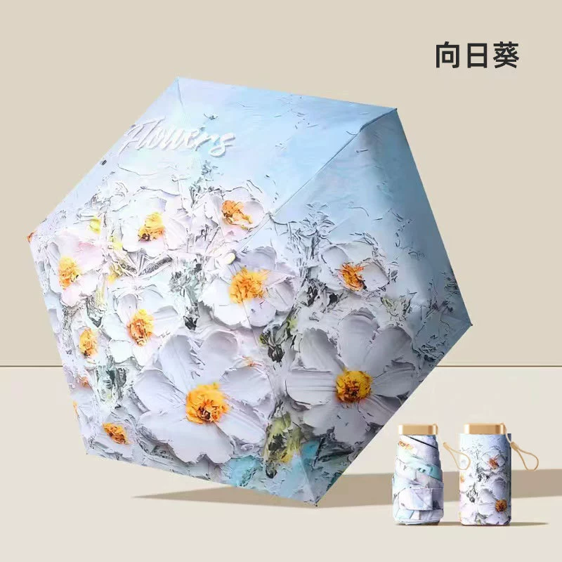 Fresh umbrella for students, handheld small capsule, gradient, sun protection, UF-protection