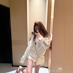 25秋季新款美式潮牌彩色十字架时尚圆领长袖T恤