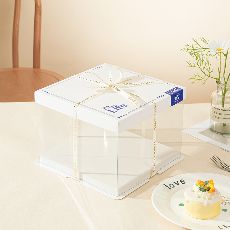 Caja de pastel transparente Caja de embalaje Caja de regalo Caja transparente Baloncesto de cumpleaños Caja de regalo de graduación Regalo rojo neto