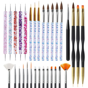 Amazon Explosions Nail Brush suit Double Point Drill Carving Pen Color Drawing Pen Line Brush OEM Customization