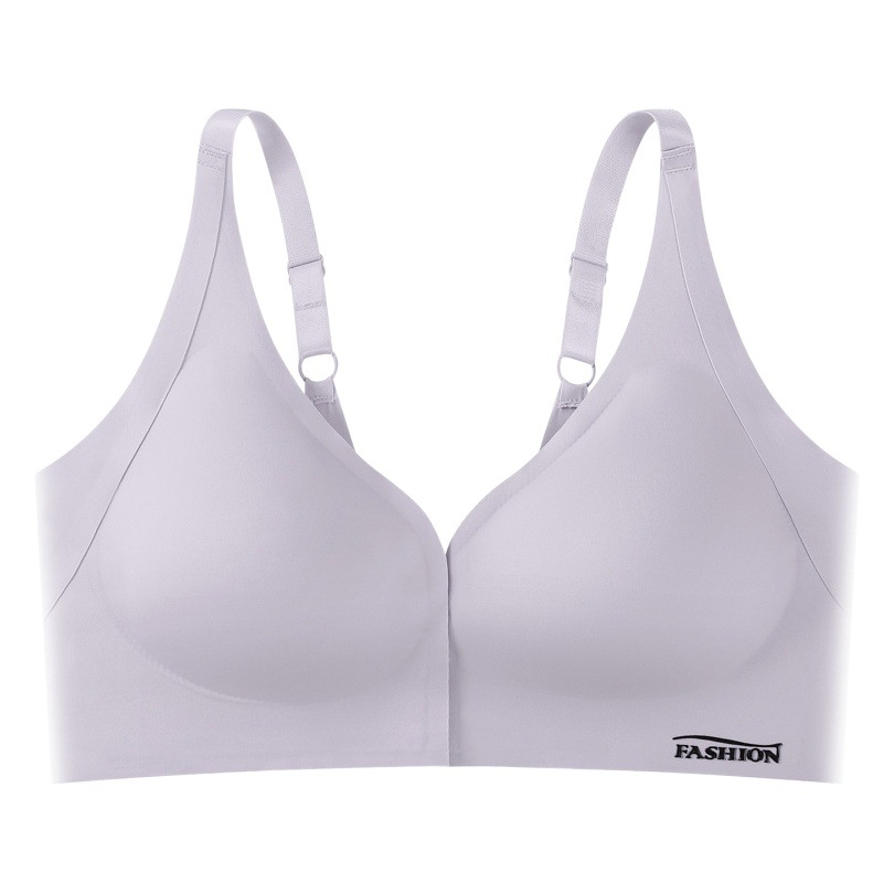 Sujetador de una pieza con cierre frontal sin costuras, espalda de látex, tirantes ajustables, moldeado y con efecto push-up para chicas, transfronterizo.