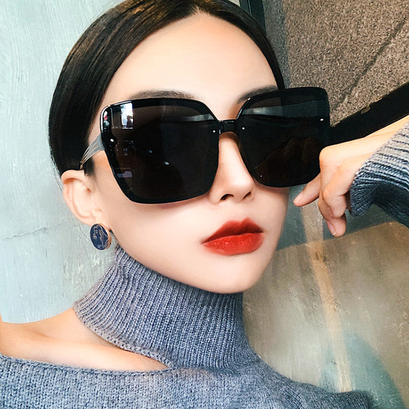 潮流韓版大框太陽鏡女方形漸變拼色紅綠點漆墨鏡網紅同款眼鏡