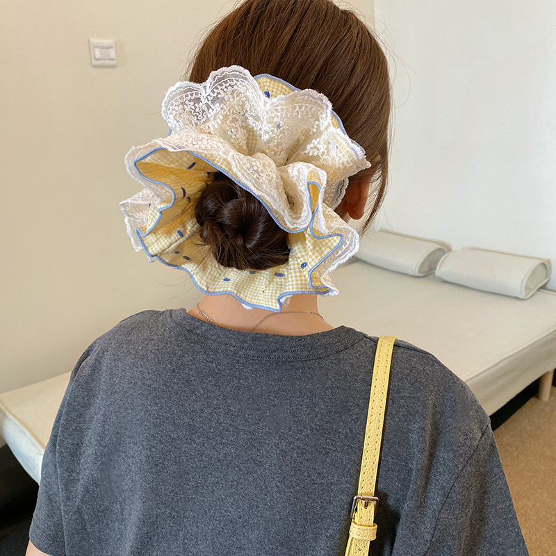 Cordón de encaje anillo de cabello de intestino para mujeres verano dulce lindo bola de cabello de correa de cabello de alta calidad
