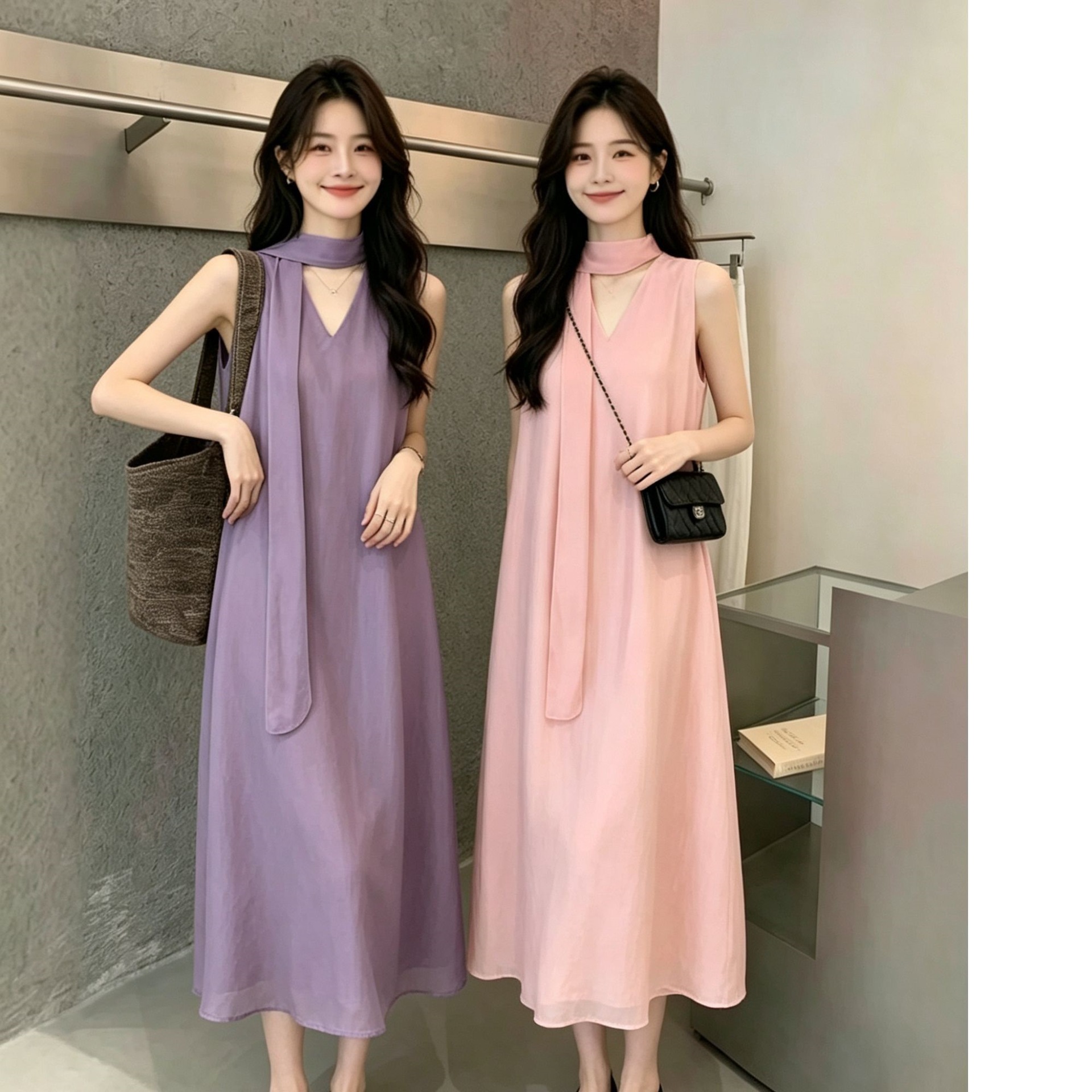 2026 Elegant Vacation Dress with Ribbons, Summer Vintage Fashion Versatile Pullover Sleeveless Casual Dress