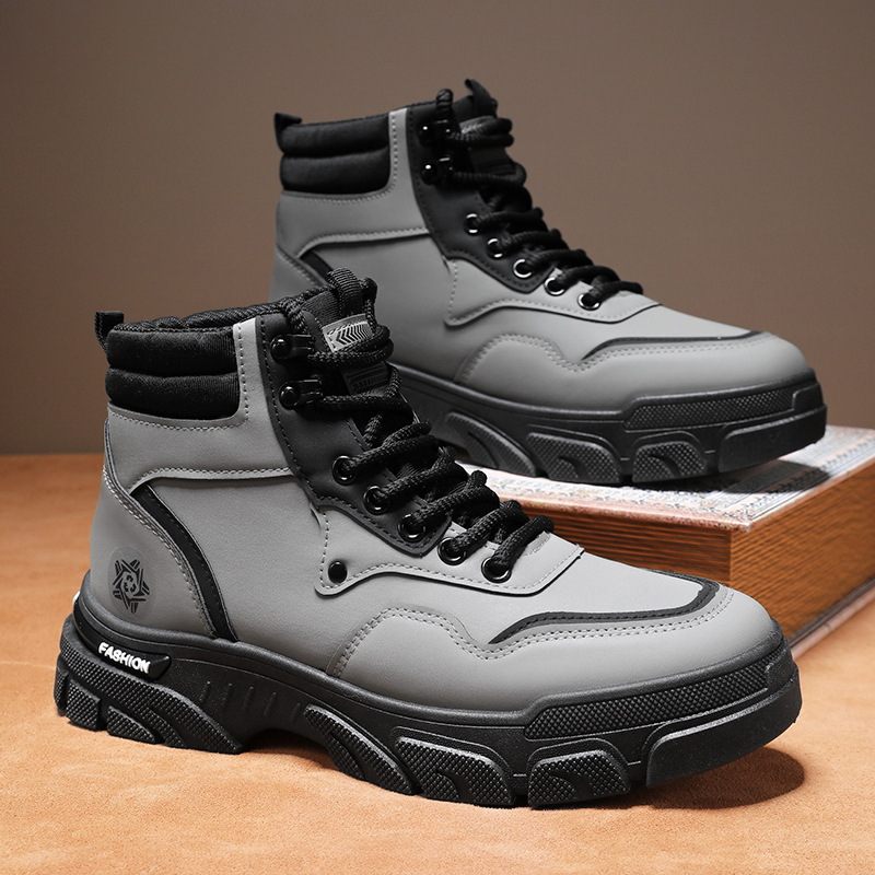 Zapatos de trabajo para hombres 2024 invierno nuevo sitio de construcción zapatos de trabajo antideslizantes anti-desgaste botas Martin de alta altura zapatos casuales para hombres
