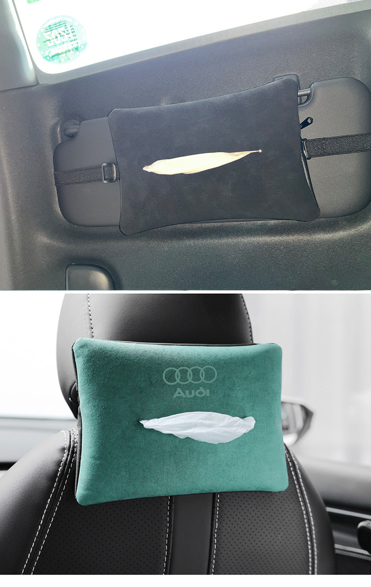 Car Tissue Box Multifunctional Front and Rear Creative Hanging Fixed Tissue Bag Car Tissue Holder High-End Simple Style