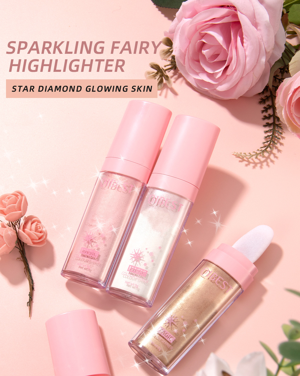 QIBEST High-Gloss Pat Powder, High-gloss Pearlescent Sparkling Fairy Powder, Full-body brightening Natural Three-dimensional Loose Powder, Contouring Powder details Picture